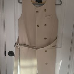 J. Crew Double Cloth Italian Wool Cream Vest