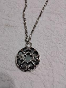 Silver Filigree Round Pendant Necklace