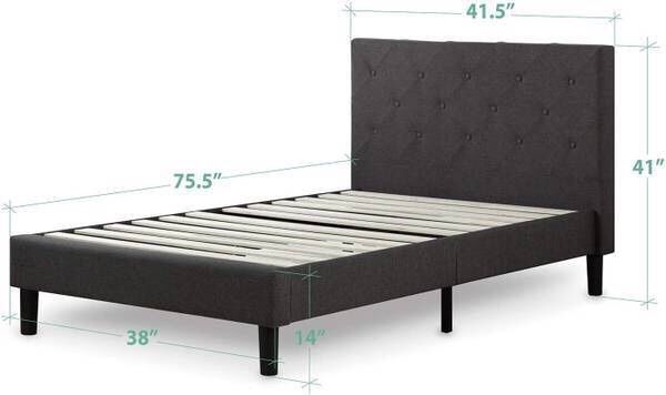 condition: new make / manufacturer: Zinus model name / number: FDPB-T size / dimensions: 75.5" x 38" x 39.5" TWIN-Zinus Upholstered Platform Bed