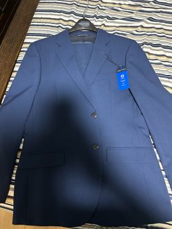 Nautica Men's 2-Piece Suit Modern Fit Stretch Polyester Blue Solid 40R