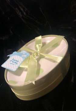 4 Easter egg plates in box $12