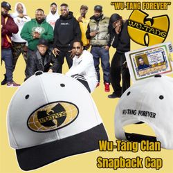 Wu-Tang Clan Cotton Twill Cap With MOTIF Logo, Snapback, White/Black, OS New