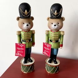 Martha Stewart Teddy Bear Nutcracker Set (2) – Christmas Holiday Decor