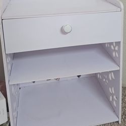 White Nightstand / Bedside Table with Drawer & Shelf