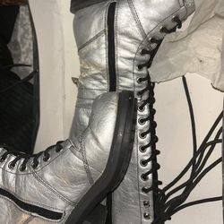 S: 9 Women's: Vintage NaNa Pole Climber Combat Boots Gothic Mod Gogo Vegan Knee High Lace Up Boots