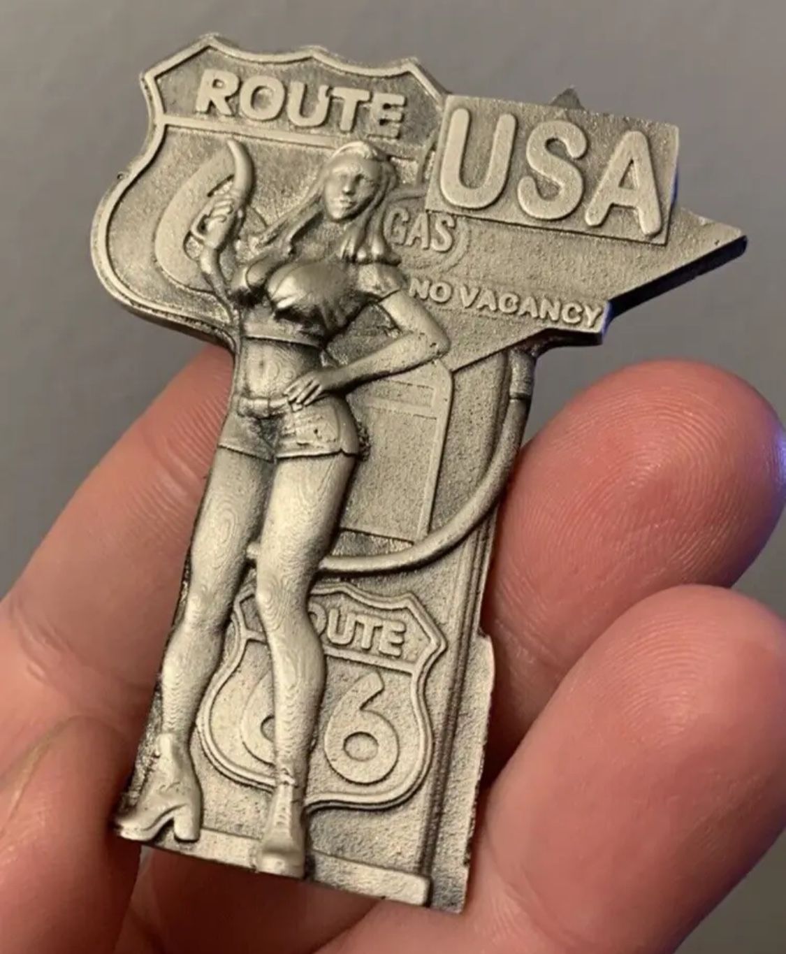 Route 66 USA - Silver .999 Bar 3.2 OZ Ounce Gas Pump Girl Low Mintage Locker
