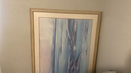 Framed Abstract Wall Art – Blue & Neutral Tones