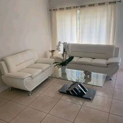 WHITE SOFA AND LOVESEAT 