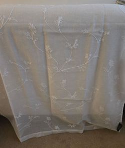 White Sheer Embroidered Floral Curtain
