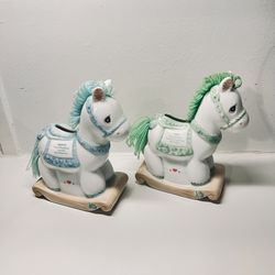 Precious Moments Rocking Horse Coin Bank | November | (The star is missing)  Precious Moments Rocking Horse Coin Bank |  2 pieces 