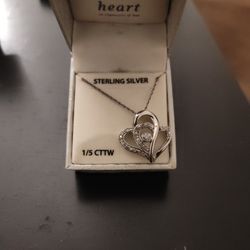 Sterling Silver Genuine Diamonds Heart-shaped Necklace