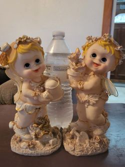 2 Small 8" Angel Figurines EASTSIDE 