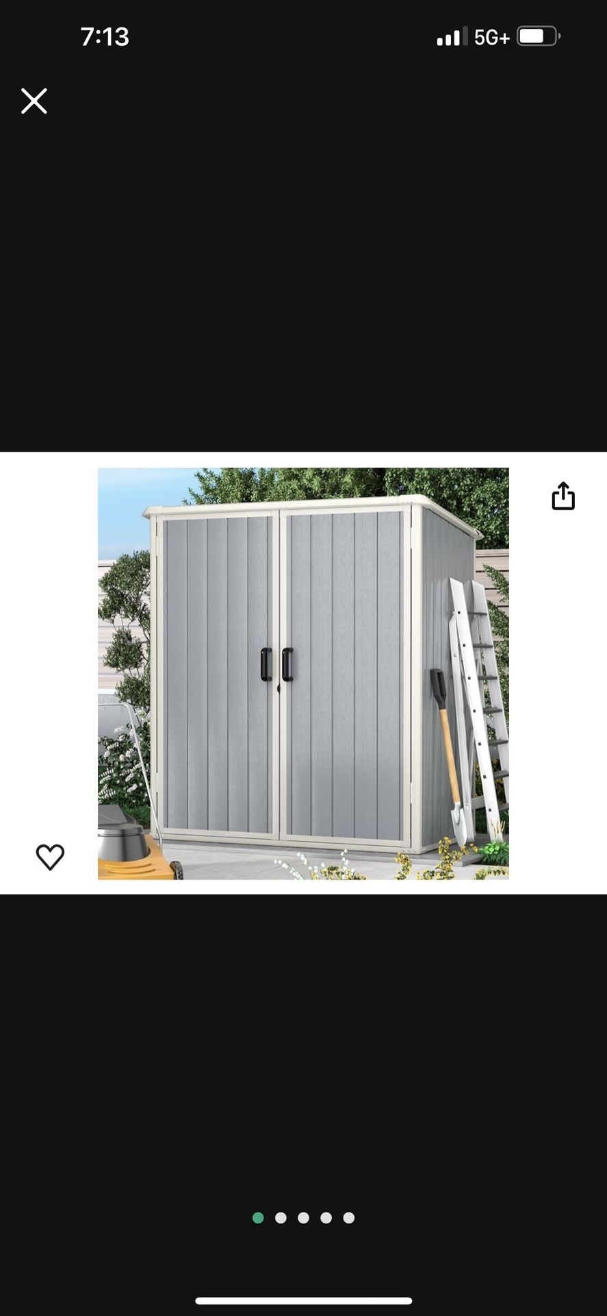 New In Box, Outdoor Resin Storage Shed ( No Shelf