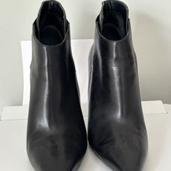 Black Leather Ankle Boots With Heel