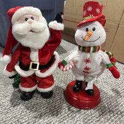 Musical dancing Santa and Snowman Plush 
