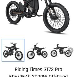 Riding Times GT73 Pro 60V/36Ah 3000W Off-Road Electric Dirt Bike