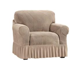 NEW! TEXTURED LEAF RUFFLED SKIRT CHAIR SLIP COVER