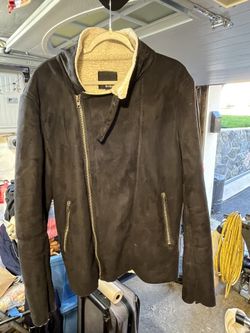 Men’s Black Wool Lined Sherpa Jacket, Size XXL