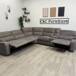 Sectional Sofa, Power Reclining Suede Couch - Delivery Available