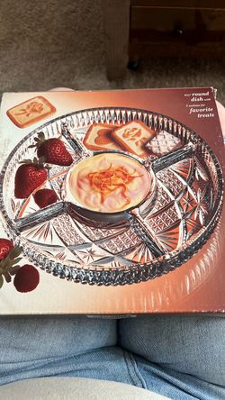 Vintage Crystal 5-Section Round Serving Dish 9.5"