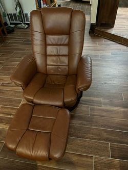 Leather chair and ottoman