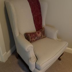 Ethan Allen checked wing chair