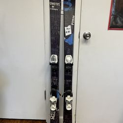 130cm Salomon fish twin tip skis tuneup and binding adjustment with purchase 