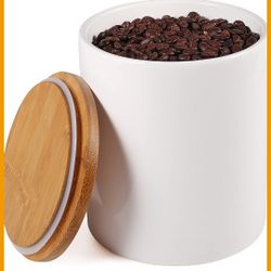 77L Ceramic Food Storage Canister w/Airtight Wooden Lid, 53.04 FL OZ