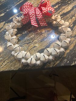 Jingle Bell Christmas Wreath with Red Bow