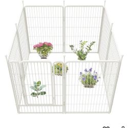 Garden Fence Outdoor for The Yard – 40in(H) x 18.2ft(L) Heavy Duty Metal Animal Barrier for Dog and Rabbit, Decorative Dog Fence, 8 Panels, White