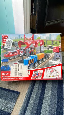 Hape wooden train set 3+