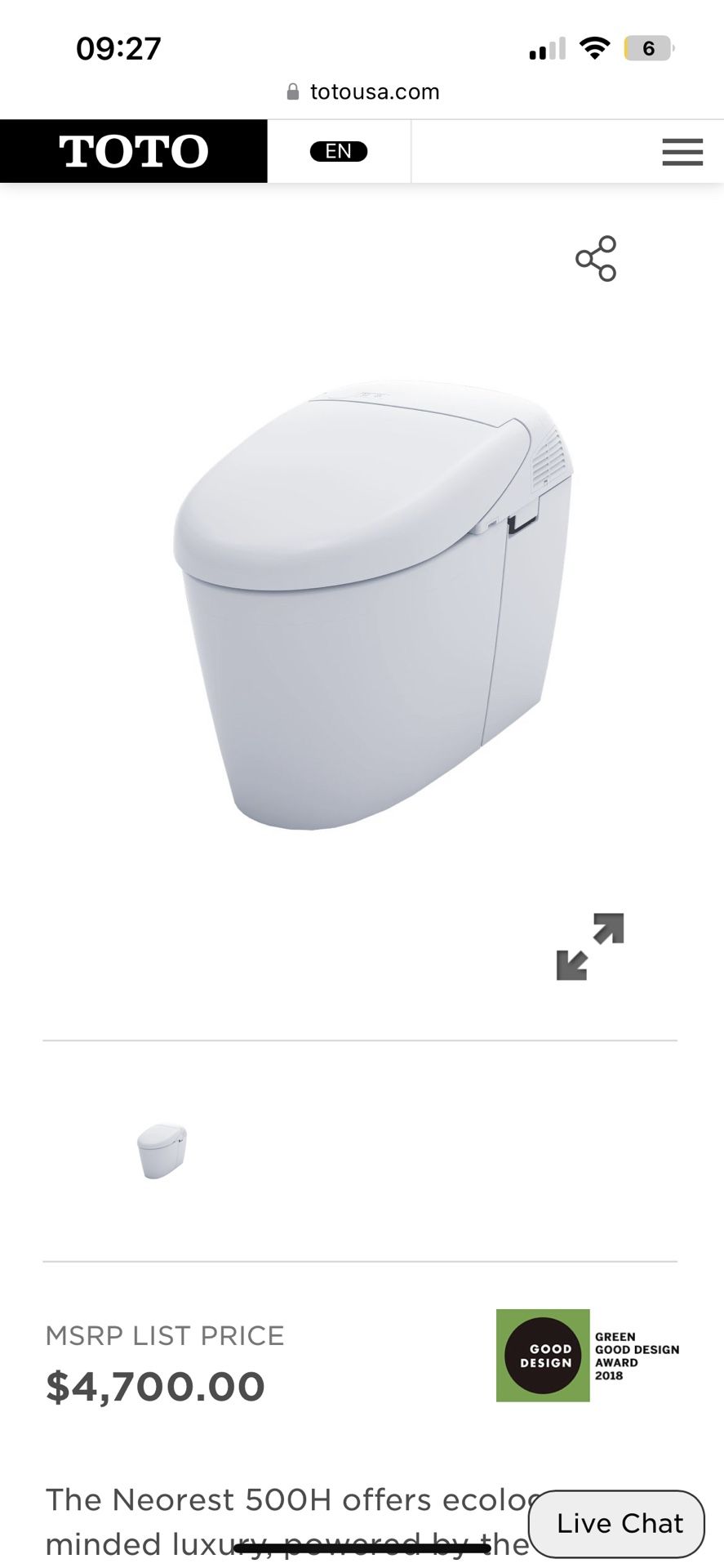 Smart WC TOTO neorest 500 ms950cg for Sale in Miami, FL OfferUp