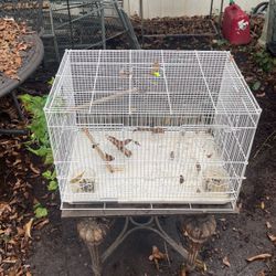 Bird cage, white, metal, ODU area