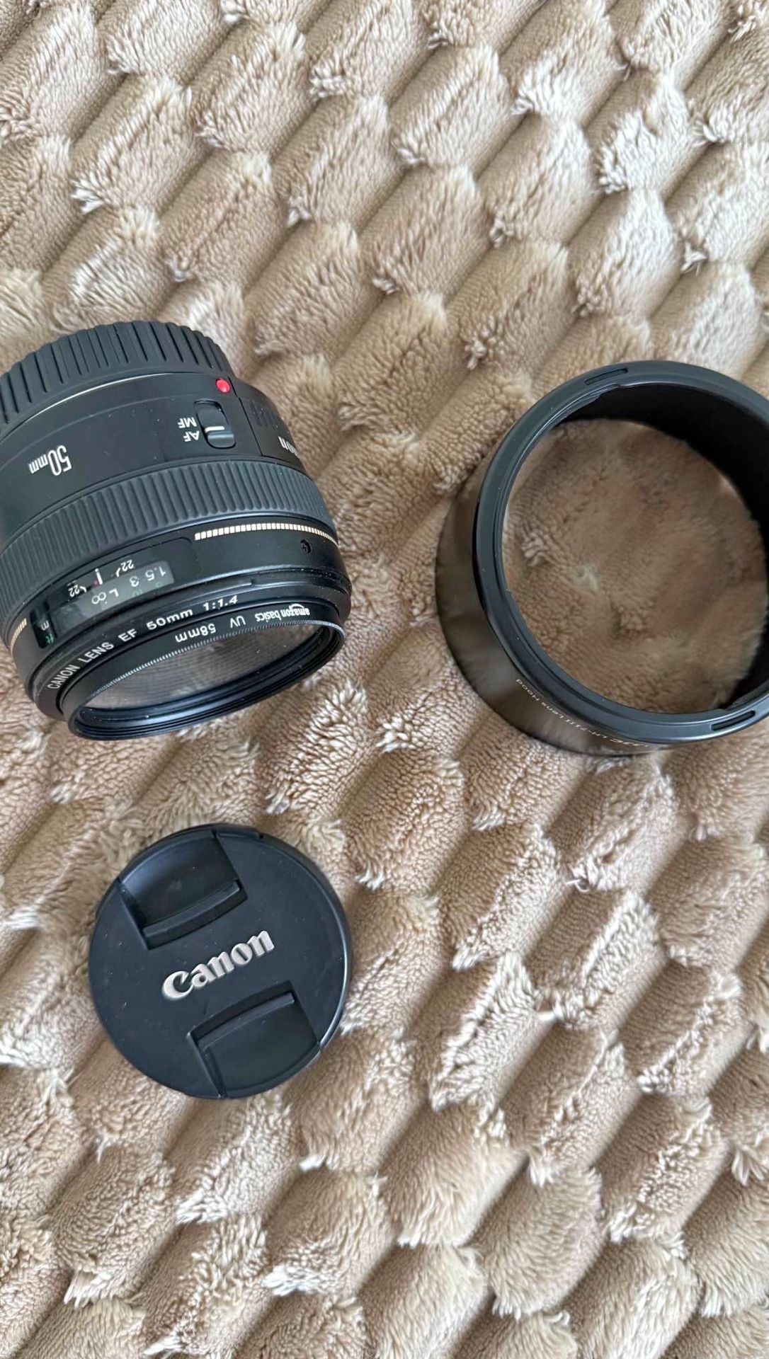 50mm lenses. f/ 1.4 canon