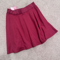 New Medium Burgundy Red Short Stretchy Skirt Boho Y2k