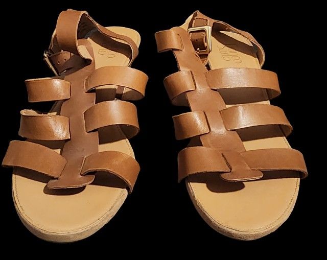 Franco Sarto Women's Deena Brown T-Strap Gladiator Wedge Sandals, Size 10M