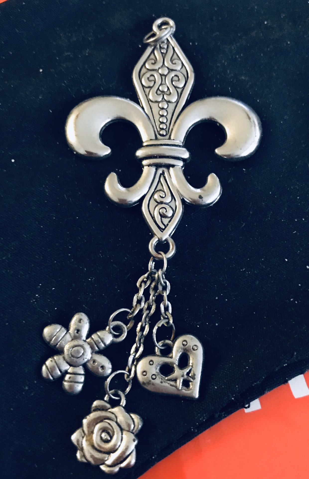 Silver Pendant with Charms