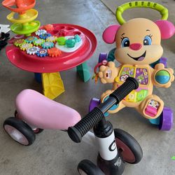 Baby/Toddler Toy Bundle Fisher-Price Walker + Activity Table + Balance Bike
