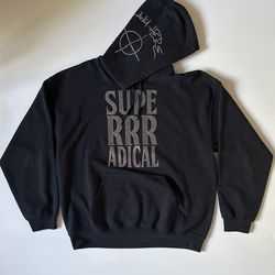 NEED GONE  Size Large Superrradical Rhinestone Black Hoodie