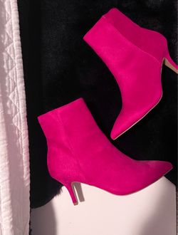 Hot Pink Satin kitten Ankle Boots- size 7