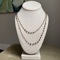 Long Double Layer Marcasite Beaded Necklace ( firm on price )