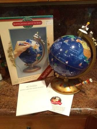 New 🌎 MR CHRISTMAS "Seasons Greetings Around the World" GLOBE ... $50 / BEST OFFER