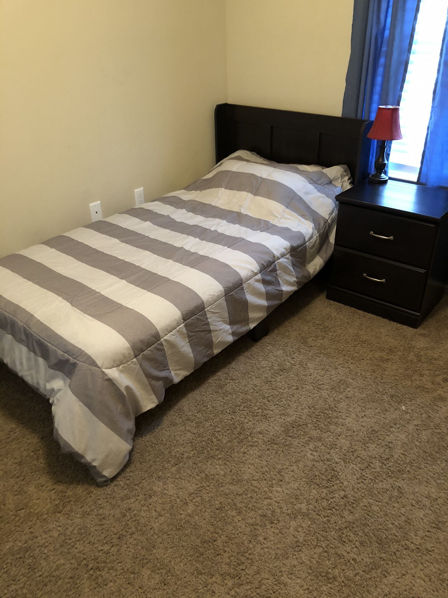 Twin bed and side table