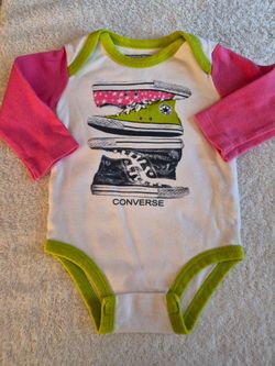 Baby Girl, Converse Bodysuit Long Sleeve, Size 0-6 mo