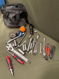 Tool bag and assorted tools.