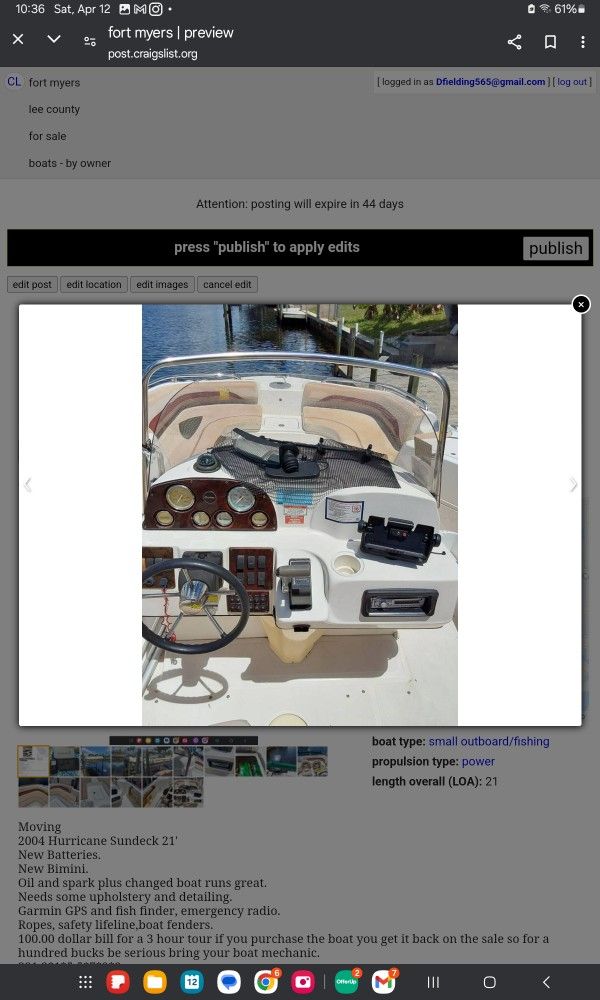 2004 Hurricane Fundeck 21 s