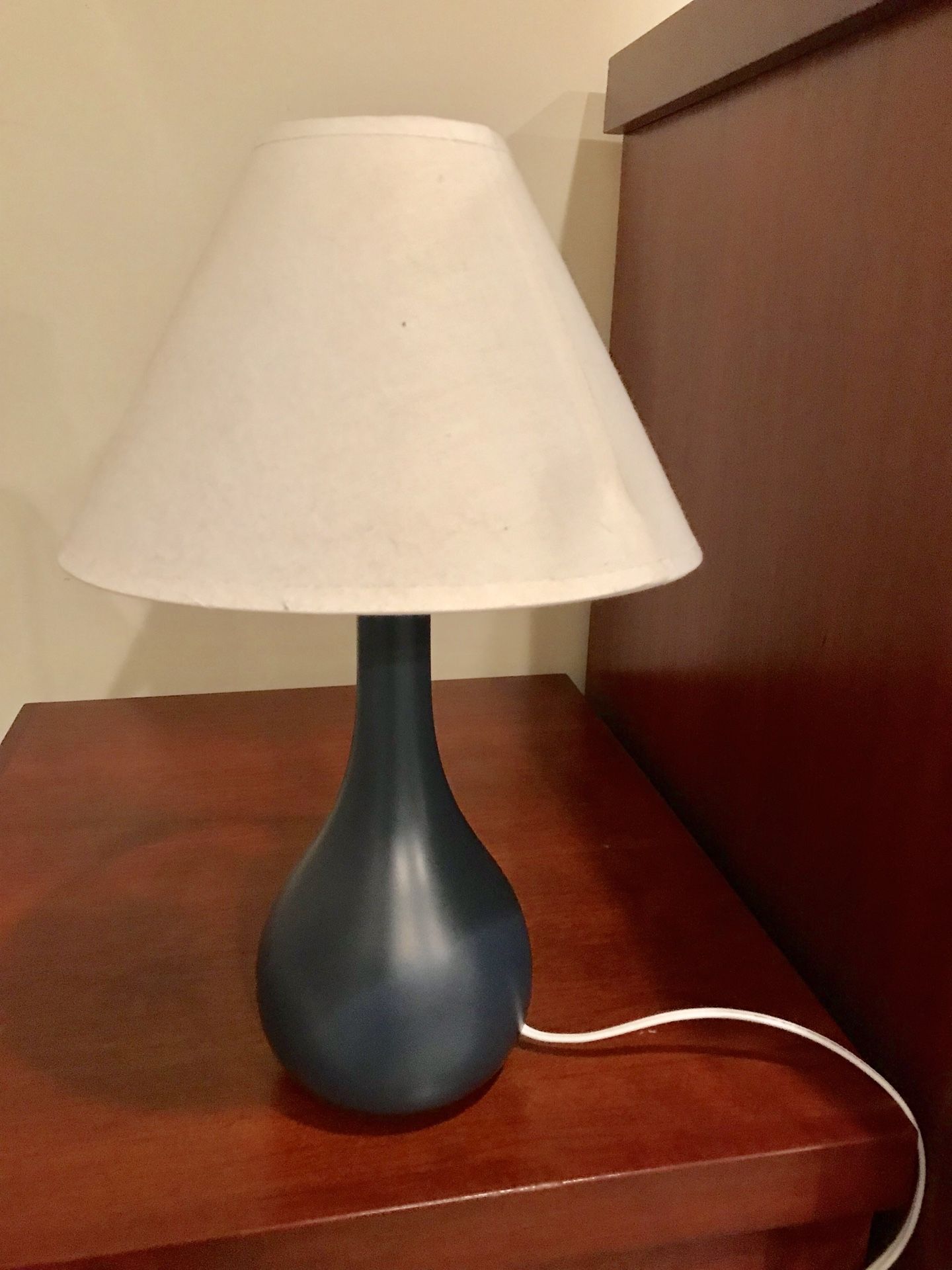Blue Table Lamp with Cream Shade