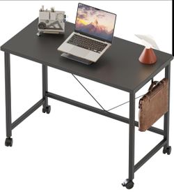 32 Inch Rolling Desk with Wheels Small Space Computer Table Home Office Gaming