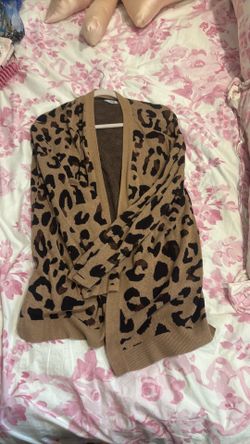 Plus size leopard cardigan
