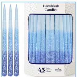 The Dreidel Company 3-Tone Blue Frost Dripless Hanukkah Candles, 1-Hour Burn Time, 45 Decorative Chanukah Candles